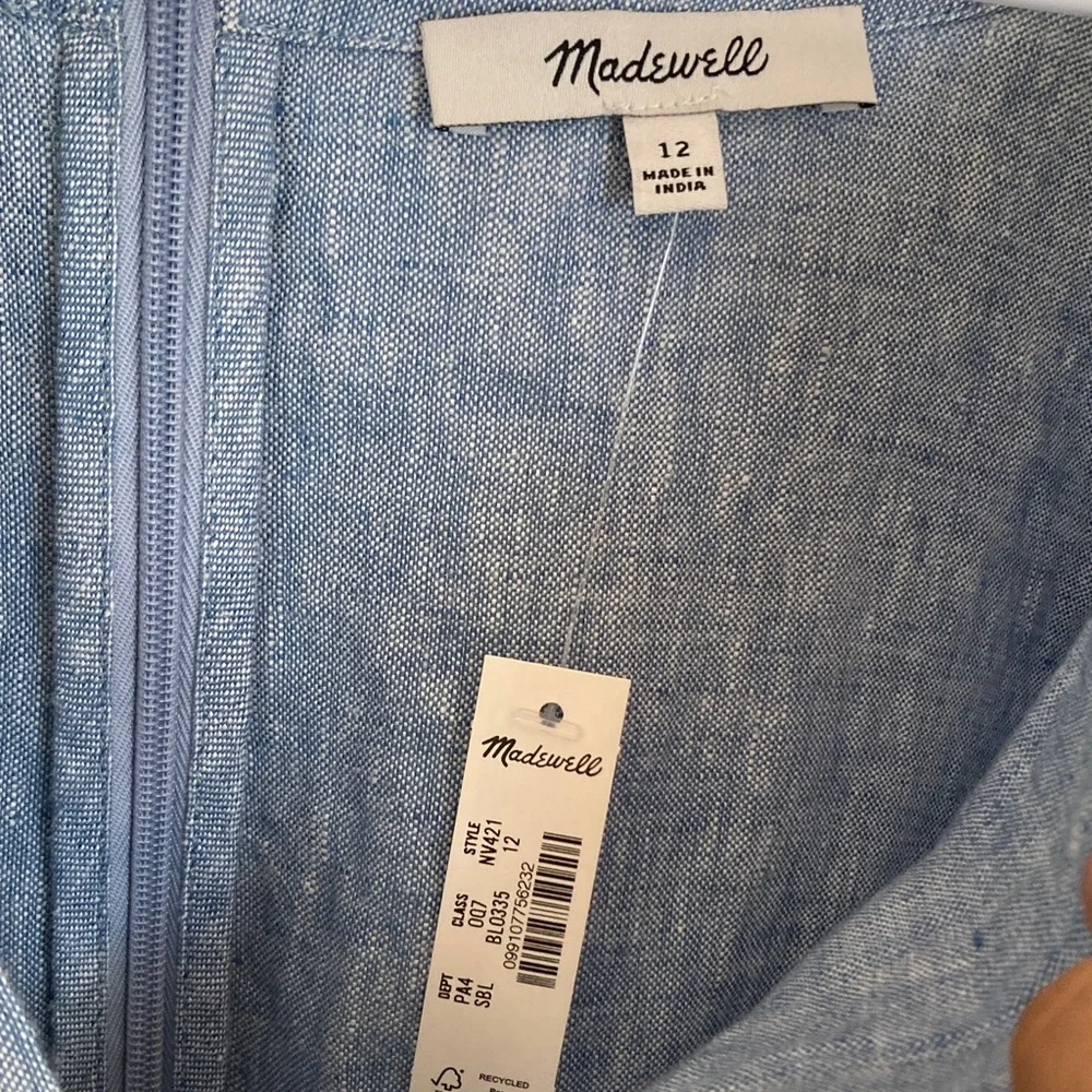 New w Tag: Madewell Splitneck Linen Dress with Pockets. Size 12 - Picture 10 of 13